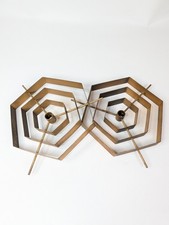 Vintage MCM Brass Geometric Light Fixture Shade Diffuser Support picture