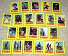 RAMBO First Blood II 1985 Topps Complete 22 Sticker Card Set Sylvester Stallone picture