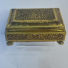 Vintage FRICKE & NACKE Gold Floral TIN BOX from WESTERN GERMANY by MAVIS picture