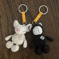 NICI Talisminis 3” Tall Black Cat + Mouse Keychains German Plush Toys Total of 2 picture