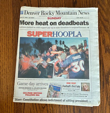 Denver Rocky Mountain News Sunday Newspaper Issue - January 31, 1999 Front Page picture