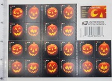 USPS BOOKLET OF 20 FIRST CLASS LETTER STAMPS Jack O Lanterns Halloween picture