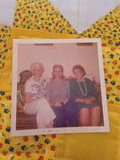 VTG Color Snapshot Photo 1970s Three Women Couch Family Portrait 1974 picture