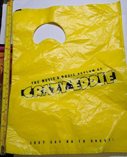 RARE 1980'S Vintage CRAZY EDDIE  PLASTIC SHOPPING BAG YELLOW 8.5 x 11