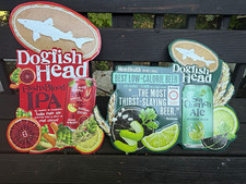 Lot of 2 Dogfish Head Brewery Metal Tin Signs SeaQuench Ale Flesh & Blood IPA picture