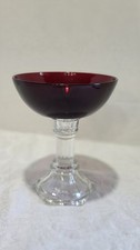  Unique Handmade Vintage Ruby Red Dessert Dish/Glass Candle Stick Catch All Dish picture