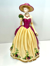 Royal Albert Old Country Rose 2010 w Hat Umbrella and Gold Edge Gown picture