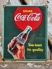 VINTAGE COCA-COLA PORCELAIN SIGN OLD SODA POP BEVERAGE ICE RESTAURANT COKE DRINK picture