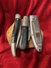 Lot of 3 VTG Imperfect Pocket Knives 5” Barlow 2 Blades, 7.5” & 6” w/clip (desc) picture