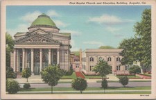 Postcard First Baptist Church + Education Building Augusta GA Georgia picture