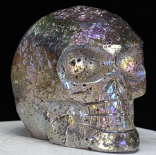 Sphalerite Skull Carving Aura Coated Large Big Crystal Chakra Gemstone Mineral picture