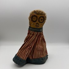 Vintage Carnival Punk Knockdown Doll Hand Painted Face Striped Canvas Folk Art picture