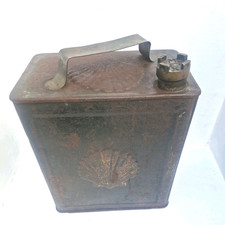 Vintage Shell Motor Spirit 2 Gallon Petrol Can Shell Mex Cap Clamshell picture