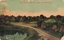 PATHWAY THROUGH HIGHLAND PARK SCENE POSTCARD GUTHRIE OKLAHOMA OK 1910 picture