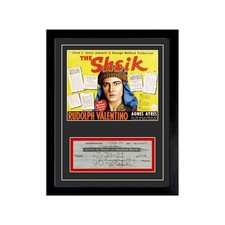 Rudolph Valentino Reproduction Signed Cancelled Check  Framed Display picture