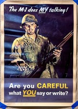 Vintage WWII Propaganda Poster THE M-1 DOES MY TALKING 12” x 16.5” Schlaikjer picture