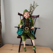 Whimsical Woodland Irish Leprechaun Pixie Elf Garden Fairy Poseable Shelf Sitter picture