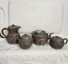 Antique Chinese Yixing red clay (zhusha) tea pot vessel set Hsin Ho Ch'eng Qing picture