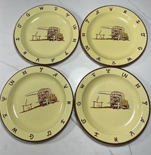 4 Vintage Monterrey Western Wear Dinner Plates Chuckwagon Cowboy 10.25