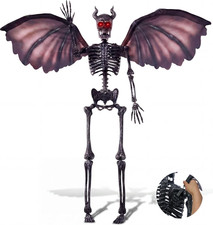 5FT Devil Skeleton Halloween Decor Posable Life Size Realistic Haunted House picture