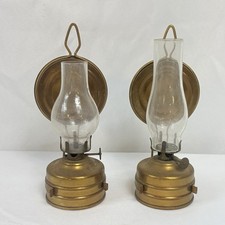 Vtg Mini Gold Brass Oil Lamps w/ Reflector Plates Kerosene Made In Germany READ picture