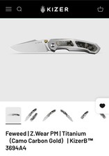 Kizer Feweed Z-Wear PM Harpoon Folding Knife Titanium Camo Carbon Gold Inlay picture
