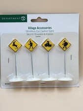 Department 56 Christmas Eve Caution Signs 4-Pack Village Accessories 810821 New picture