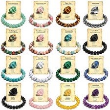 16 Pcs 8mm Natural Stone Beaded Healing Crystal Bracelets for Women Men A picture