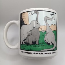 Vintage The Far Side Vintage Coffee Mug The Reason Dinosaurs Extinct Gary Larsen picture