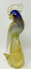 Exquisite MURANO Art Glass Cockatoo Bird By Alfredo Barbini, 12 1/4