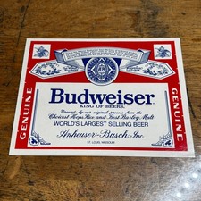 Vintage Large Anheuser- Busch Budweiser NOS Sticker Decal picture