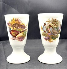 La Bergerie French Porcelain Mazagran Cups Normandy Game Birds 13.4cm Vintage picture