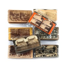 14 Antique Stereoview Cards Lot - Original Mixed 1860s-1930s Historical Photos picture