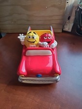 Ceramic 2002 M&M's Red 57 Chevy Belaire Hot Rod Candy Dish w/Yellow Flames - VTG picture