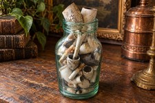 Antique Clay Tobacco Pipe Collection 20+ Victorian Broseley Harp Fragments Jar picture