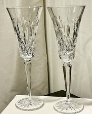 SET OF 2-WATERFORD CRYSTAL MILLENNIUM “LOVE” FLUTED CHAMPAGNES-SLIGHTLY USED picture
