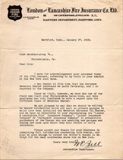 London & Lancashire Fire Insurance Co Ltd 1916 Hartford CT Letterhead TB1 picture