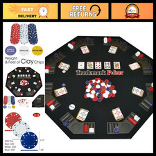 Foldable Poker Table Topper Set - 300 Chips, 2 Decks, Carry Case & Buttons picture