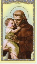 ST. ANTHONY - UNFAILING PRAYER - Laminated  Holy Cards.  QUANTITY 25 CARDS picture