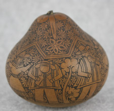 Peruvian Storyteller Gourd Rattle Folk Art Detailed Figure Musician Dancers Cow picture