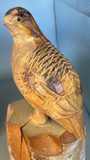 Vintage Japanese Rock Ptarmigan - Grouse Wood Carving  picture