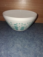 Vintage Charm Inspired by Pyrex Bowl 6C/1.4L White & Turquoise Rise N’ Shine picture