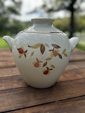Hall Autumn Leaf Zeisel Style Big Ear Cookie Jar with Lid Vintage MCM Gold Rim picture