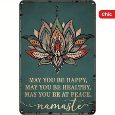 Vintage Tinplate Yoga Namaste Greet Tin Metal Signs Home Décor 8x12 picture