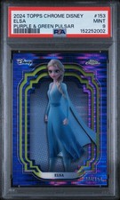 2024 Topps Chrome Disney #153 Elsa Purple & Green Pulsar PSA 9 picture
