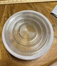Vintage~1930s~Bullseye Light Cover  Shade~Art Deco~Glass~Frosted Ribbed Drum picture