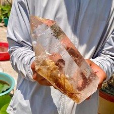 Natural Copper Rutilated Quartz Obelisk Tower Crystal Point Reiki Healing Home picture