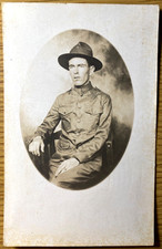 1918 RPPC: WWI ARMY SOLDIER UNIFORM MILITARY YANKEE antique real photo postcard picture