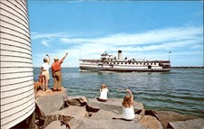 Nantucket MA Steamer Passing Brant Point J. Lazarus c1960s-70s Vintage Postcard picture