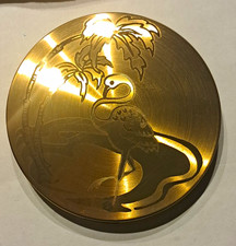 Vintage Pilcher Gold Tone Bird Design Powder Compact w/ Mirror, Puff & Pouch picture